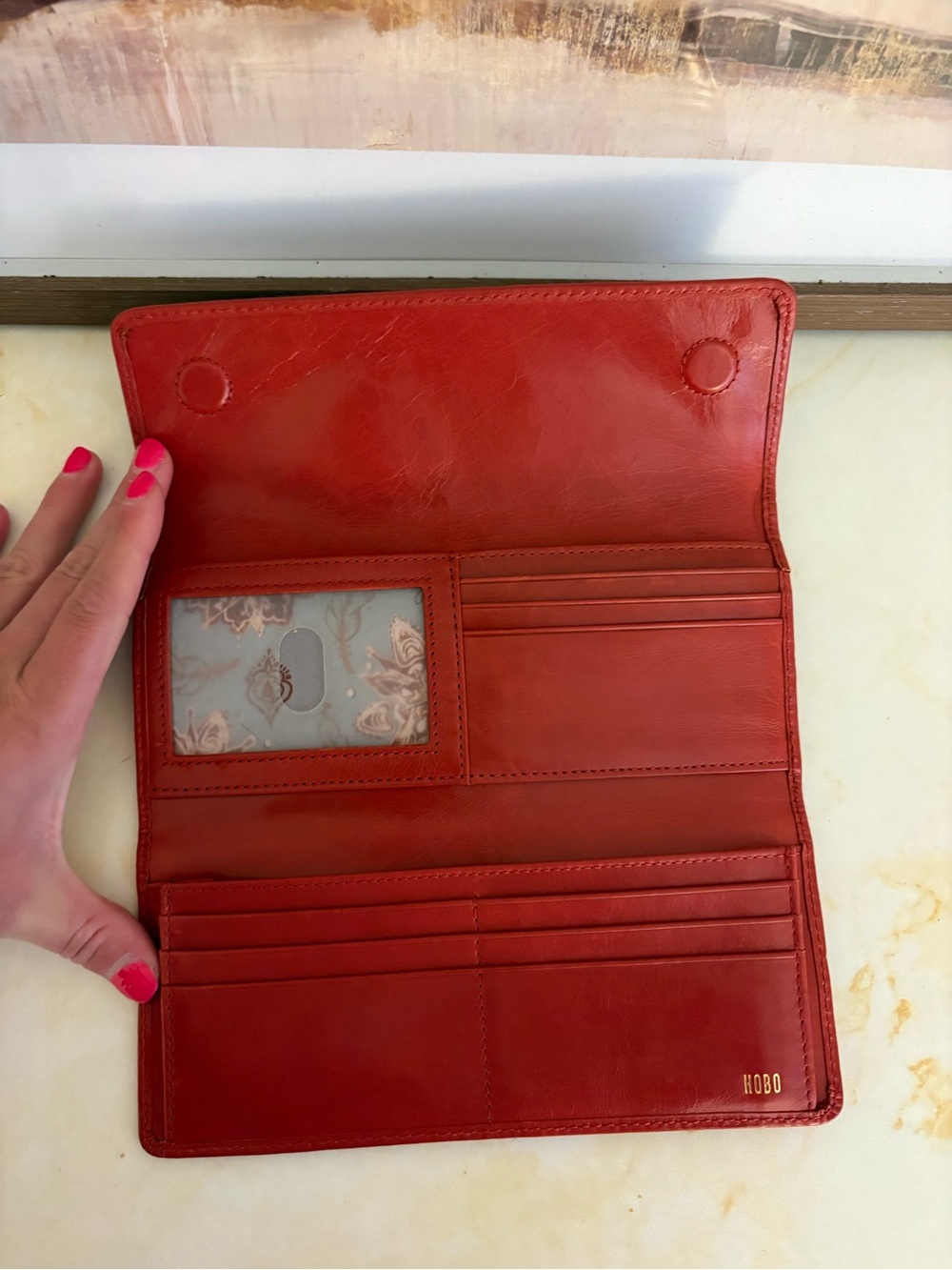 HOBO Red Leather Continental Wallet - Picture 2 of 4